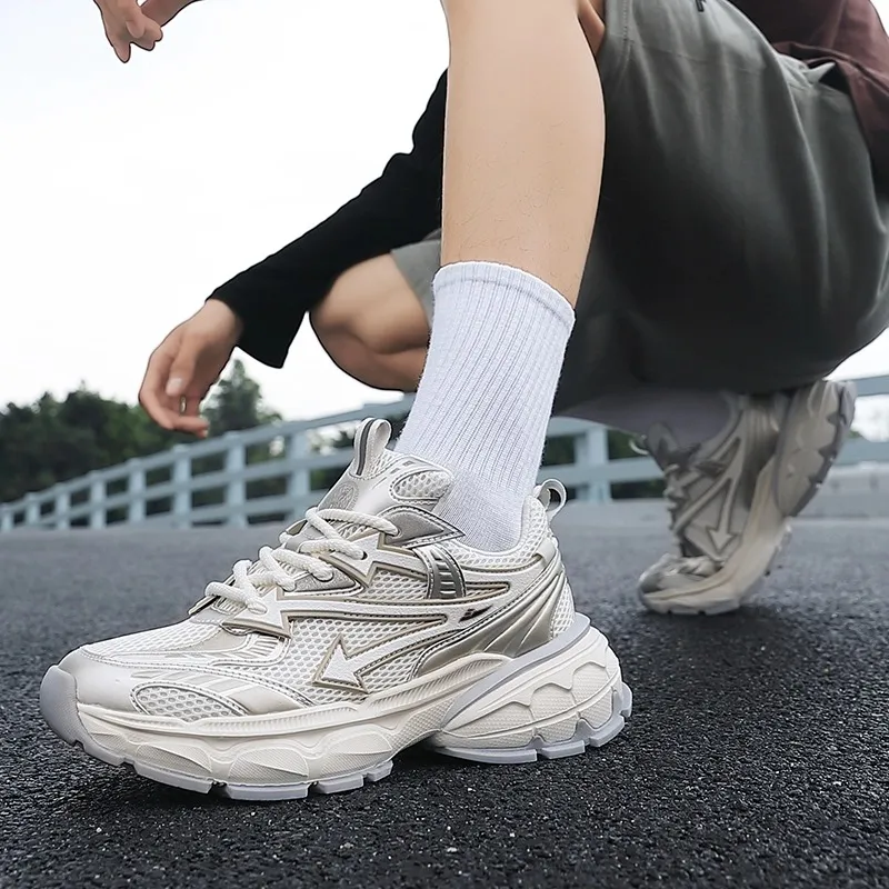 Kuding Abrasion Resistant Breathable Low Top Chunky Sneakers Men's-1
