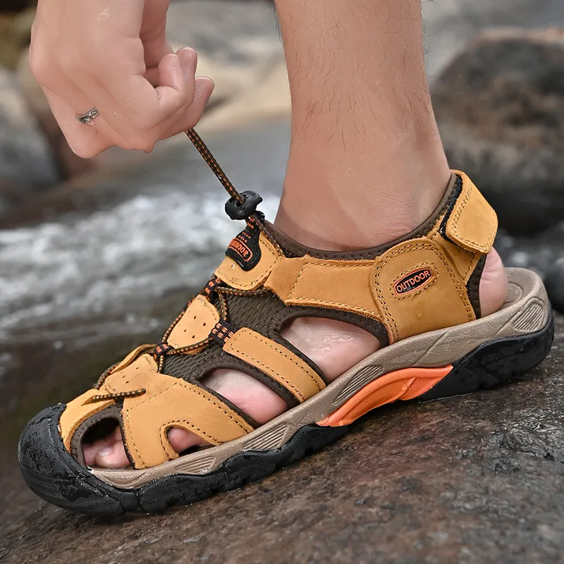 Kuding Beach Sandals Men Gold/Brown/Green/Dark Blue/Gray/Black-3