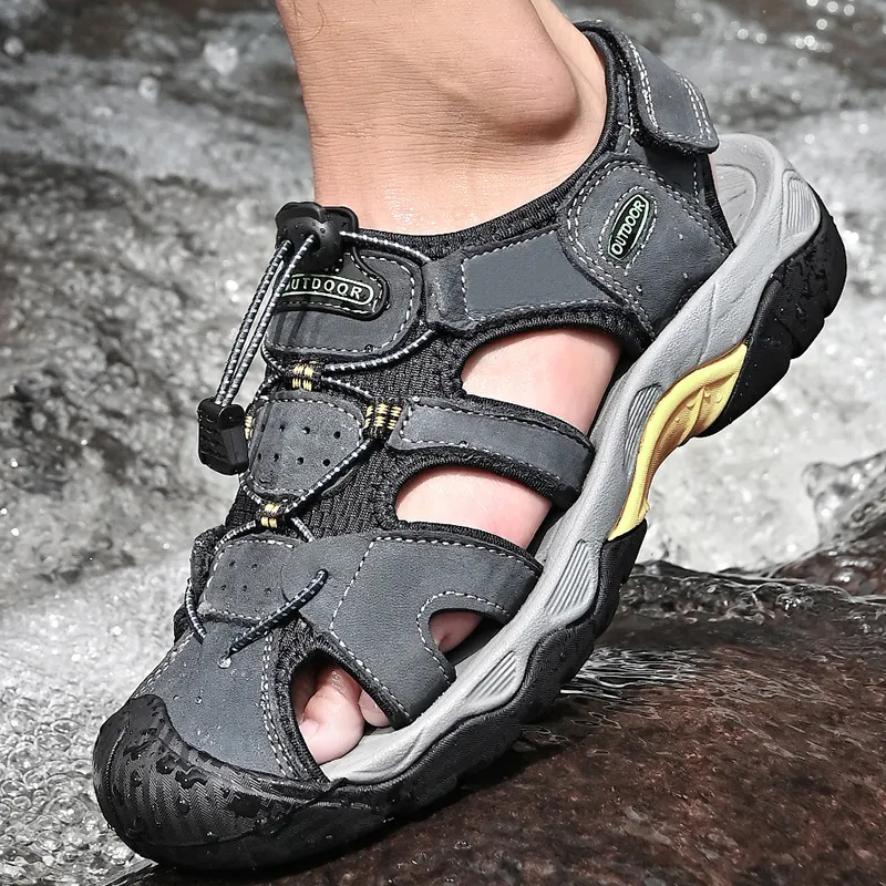 Kuding Beach Sandals Men Gold/Brown/Green/Dark Blue/Gray/Black-19