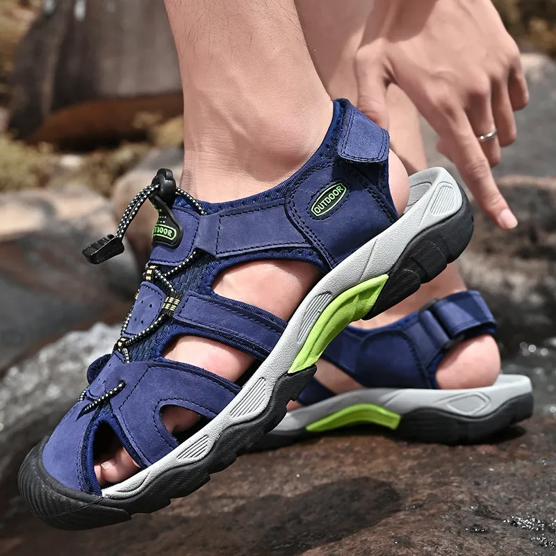 Kuding Beach Sandals Men Gold/Brown/Green/Dark Blue/Gray/Black-14