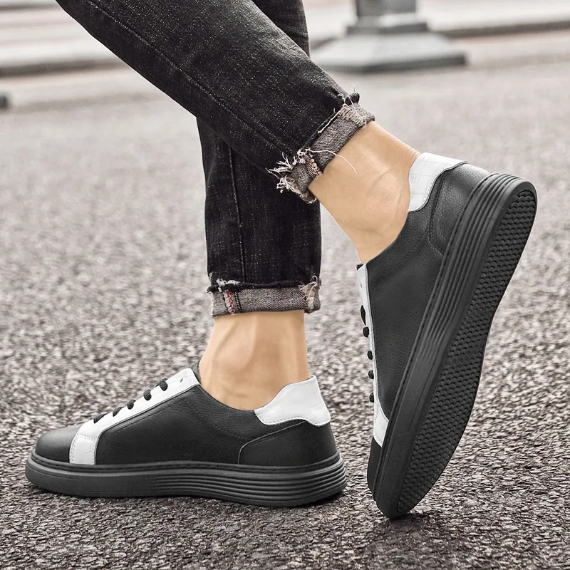 Kuding Skateboard Shoes Men Low Top White/Black-11