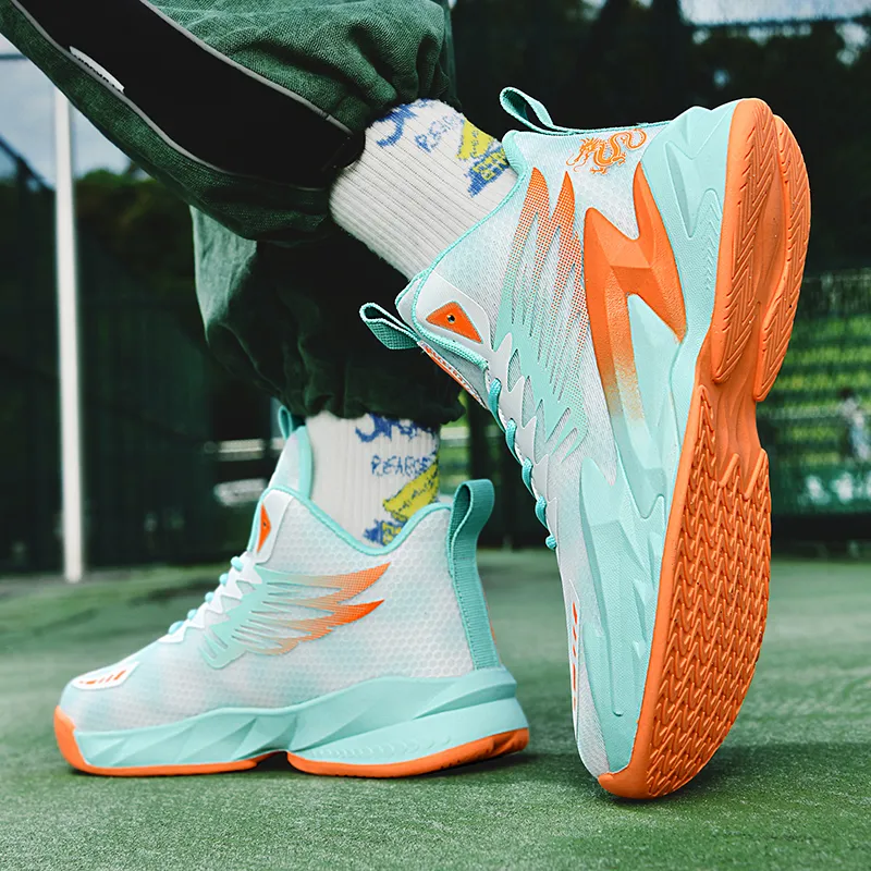 Kuding Slip Resistant Cushioning Abrasion Resistant High Top Children's Basketball Shoes Teenagers-7