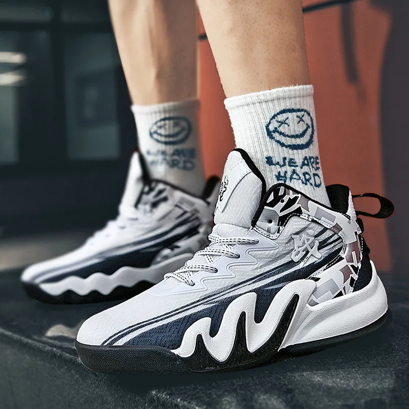 Kuding Slip Resistant Cushioning Wear Resistant Breathable High Top Children's Basketball Shoes Teenagers-11