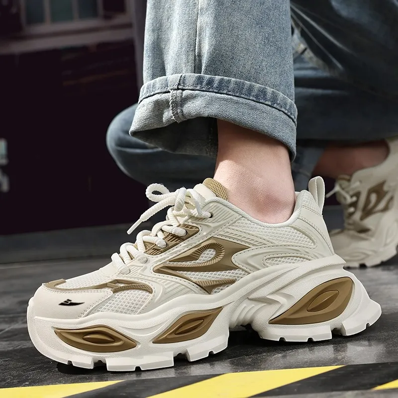 Kuding Slip Resistant, Abrasion Resistant, Breathable Low Top Chunky Sneakers Men's-2