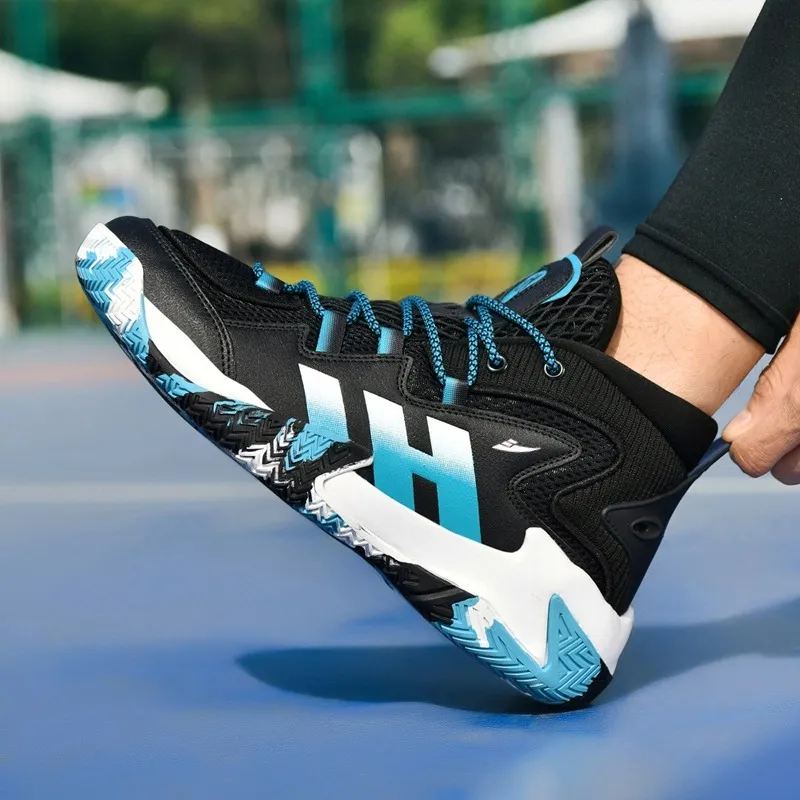 Kuding Cushioned Slip Resistant Abrasion Resistant Breathable High Top Basketball Shoes Men's-7