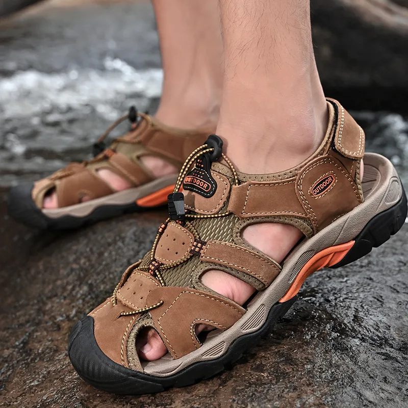 Kuding Beach Sandals Men Gold/Brown/Green/Dark Blue/Gray/Black-6