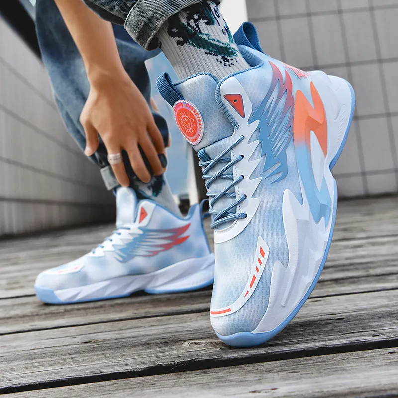 Kuding Slip Resistant Cushioning Abrasion Resistant High Top Children's Basketball Shoes Teenagers-14