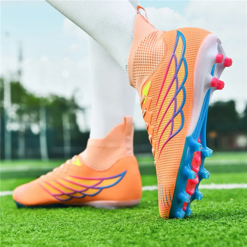 Kuding Non slip Support High Top Kids' Soccer Shoes Teenagers-14