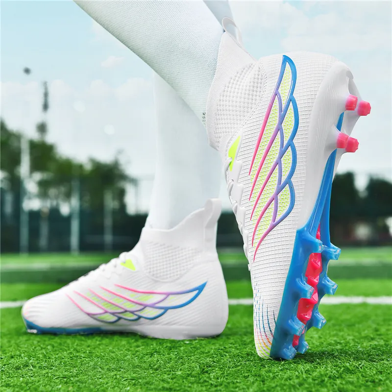 Kuding Non slip Support High Top Kids' Soccer Shoes Teenagers-19