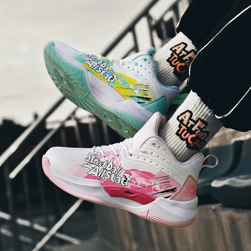 Kuding Slip Resistant Cushioning Abrasion Resistant High Top Children's Basketball Shoes Teenagers-1