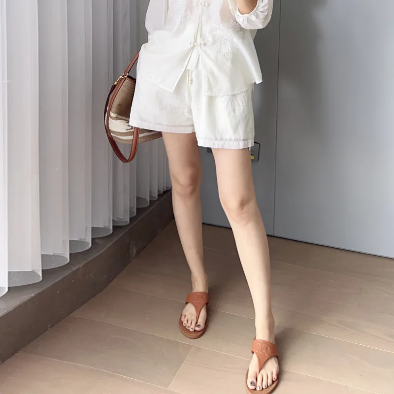 MEIYANG Casual Shorts Women's Beige Yellow-1