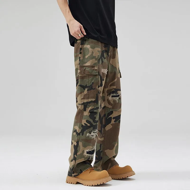 TESTUNG Trendy Jeans Unisex Camouflage Style-4