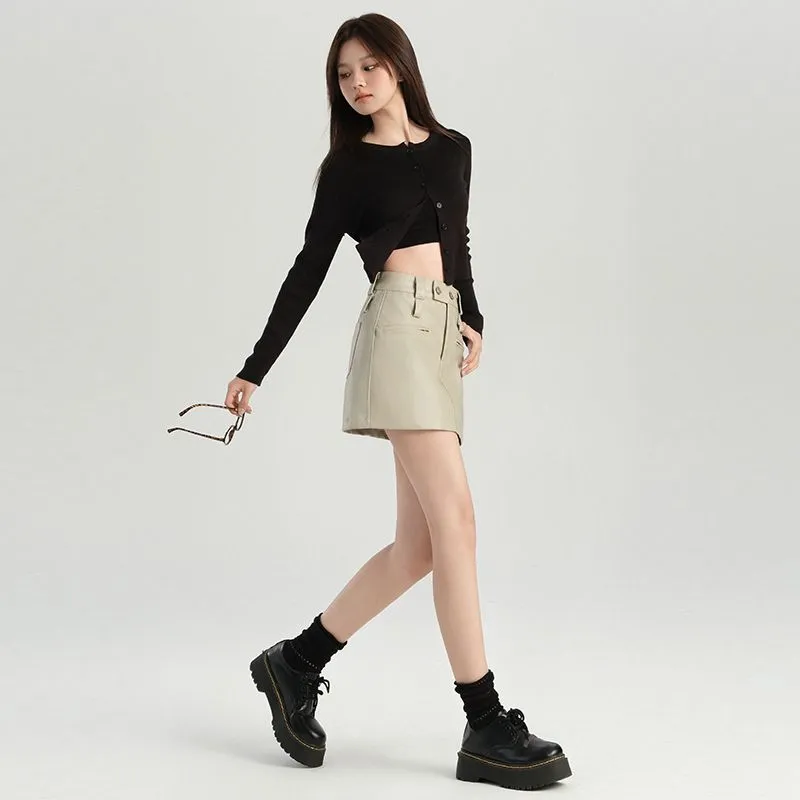 NVRFRGT Leather Short Skirts Women's-2