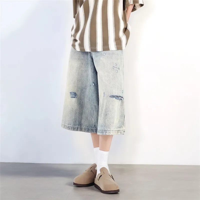 NVRFRGT Denim Shorts Unisex Yellow Mud-3