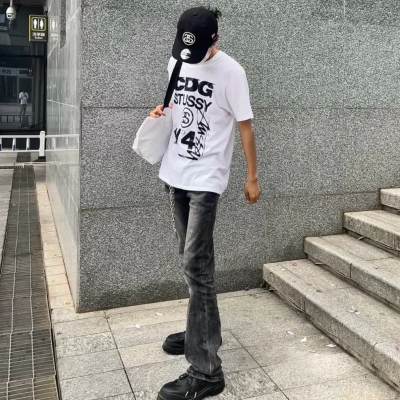 NVRFRGT Jeans Unisex Black Gray Color-4