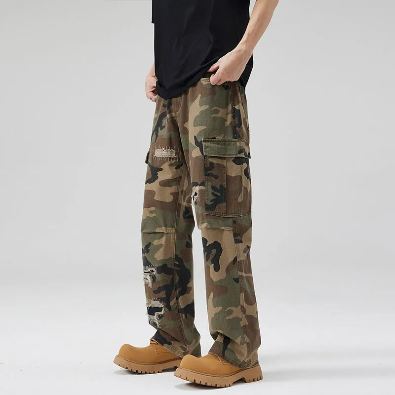 TESTUNG Trendy Jeans Unisex Camouflage Style-3