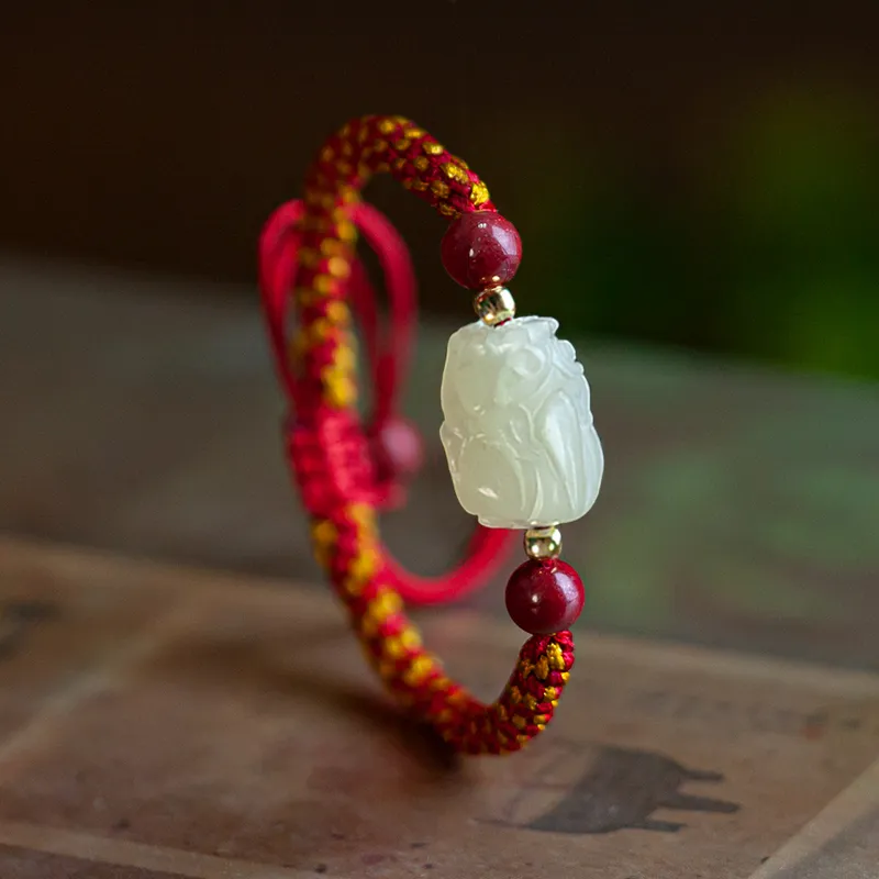 AQI Bracelets Pale Greenish White Jade Unisex-4