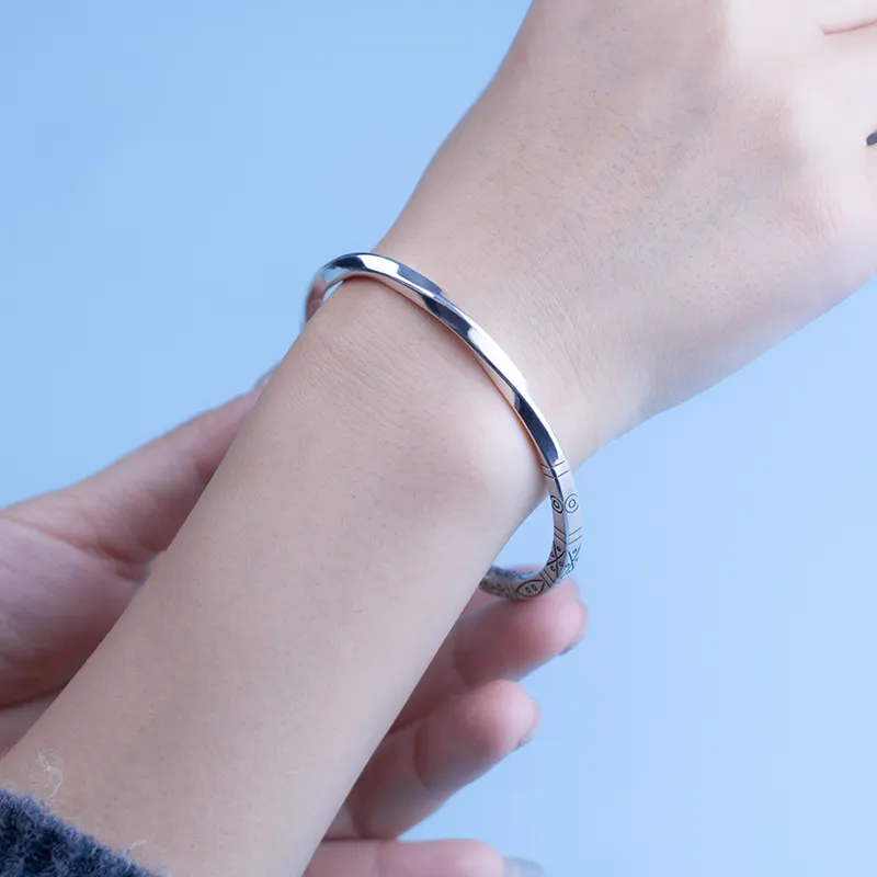 AQI 999 Fine Silver Sterling Silver Bracelets Unisex-1