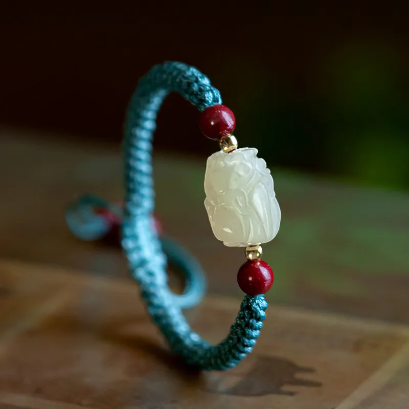 AQI Bracelets Pale Greenish White Jade Unisex-3