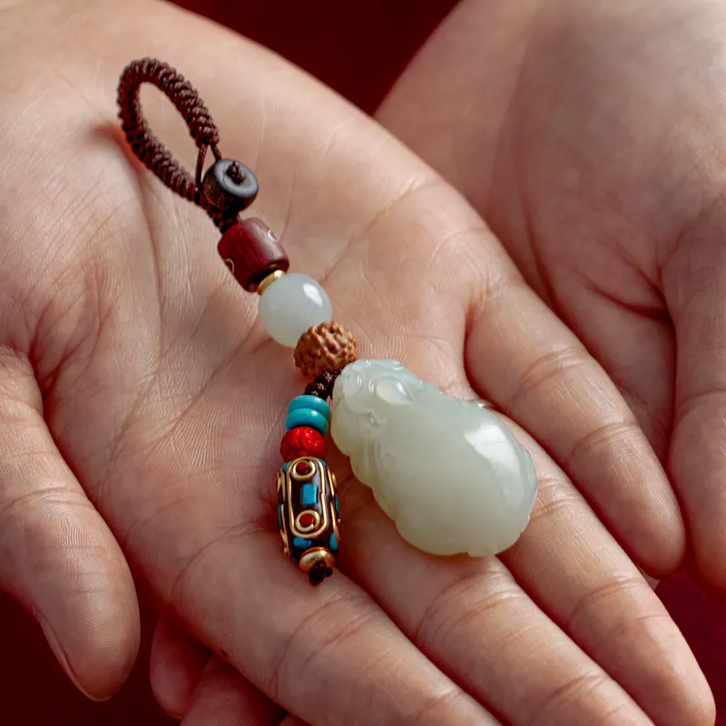 AQI Keychains Pale Greenish White Jade Unisex-2