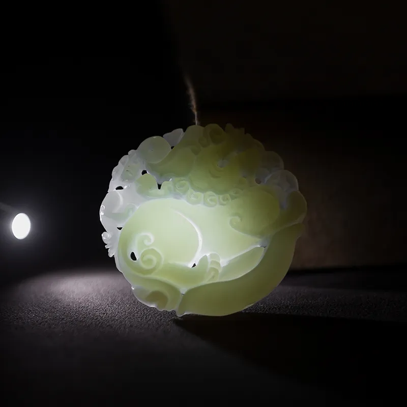 AQI Hetian Jade Pendants Pale Greenish-White Jade Unisex-11