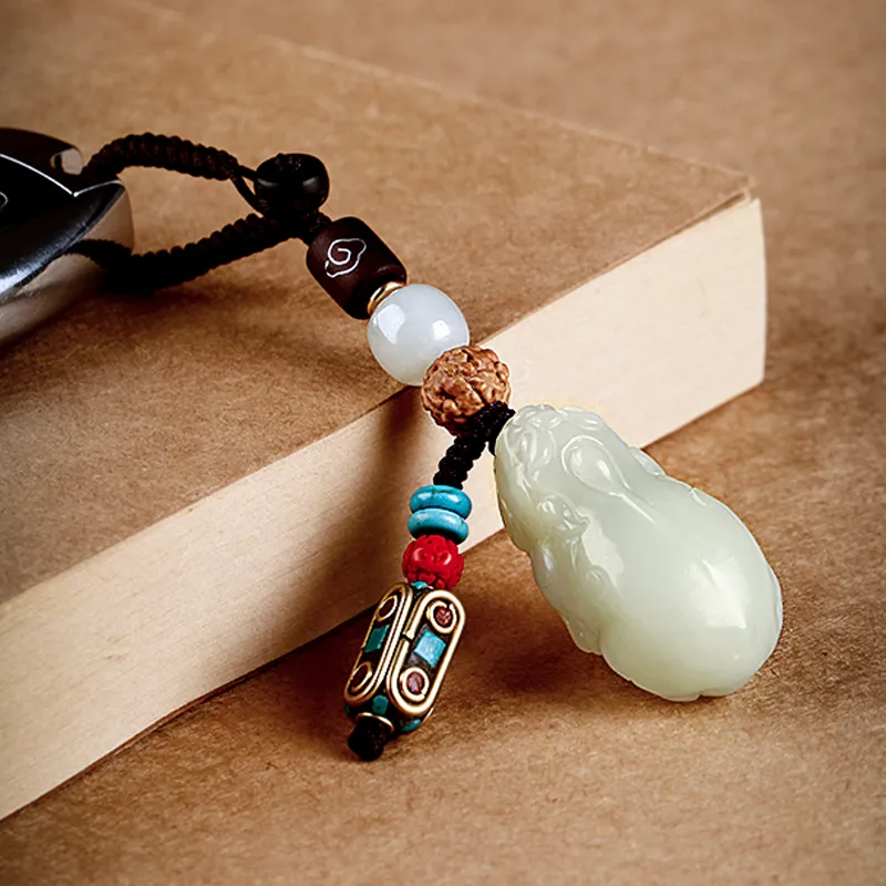 AQI Keychains Pale Greenish White Jade Unisex-1