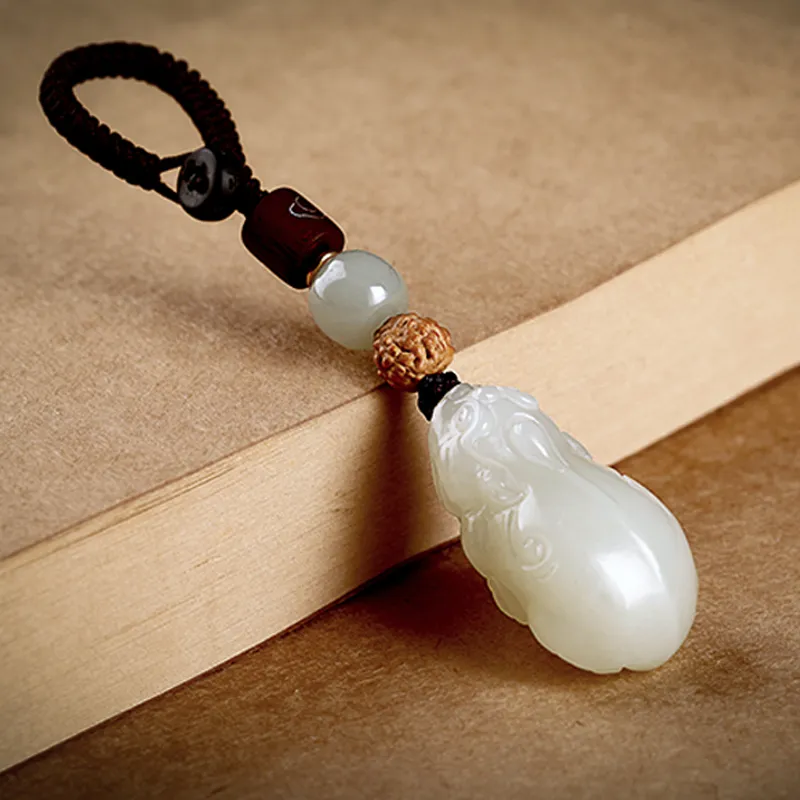 AQI Keychains Pale Greenish White Jade Unisex-10