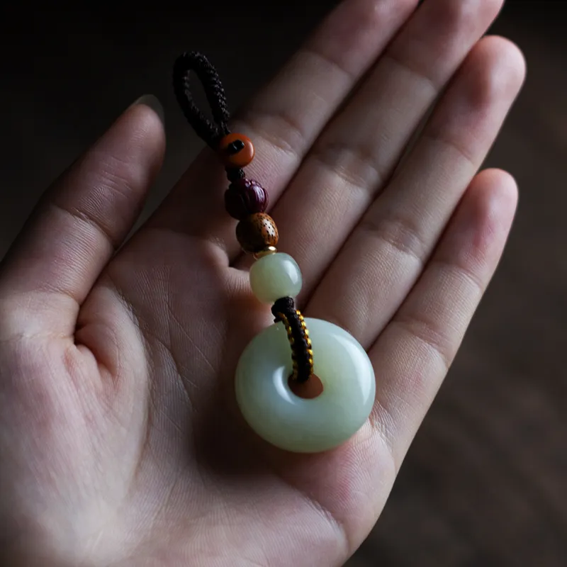 AQI Hetian Jade Pale Greenish White Jade Unisex-12