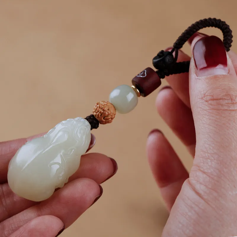 AQI Keychains Pale Greenish White Jade Unisex-11