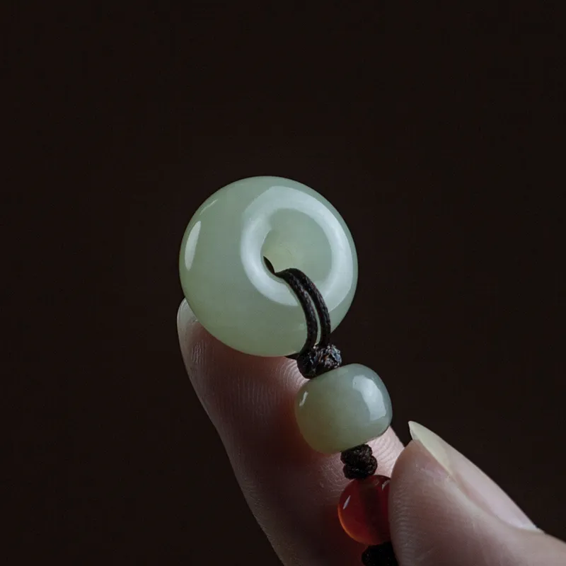 AQI Hetian Jade Pale Greenish White Jade Unisex-16