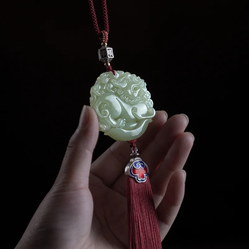 AQI Hetian Jade Pendants Pale Greenish-White Jade Unisex-1
