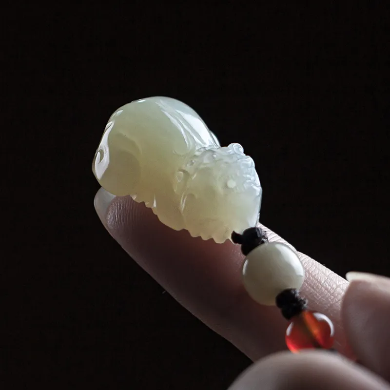 AQI Hetian Jade Pendants Pale Greenish White Jade Unisex-6