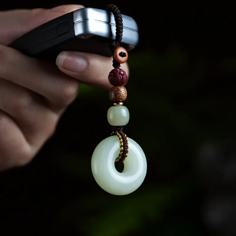 AQI Hetian Jade Pale Greenish White Jade Unisex-1
