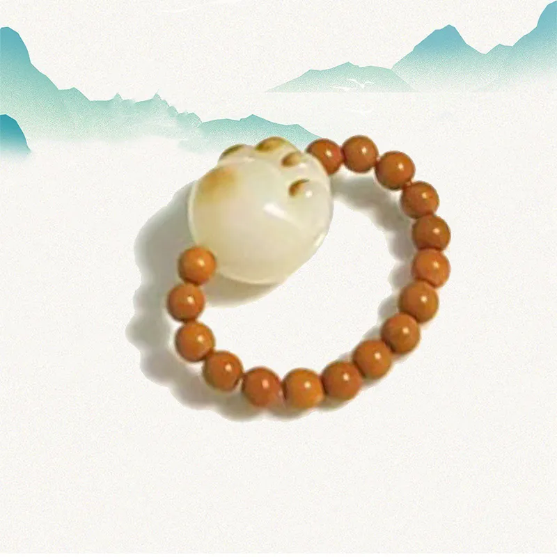 YUSHENGQING Olive Pit Rings Unisex-2