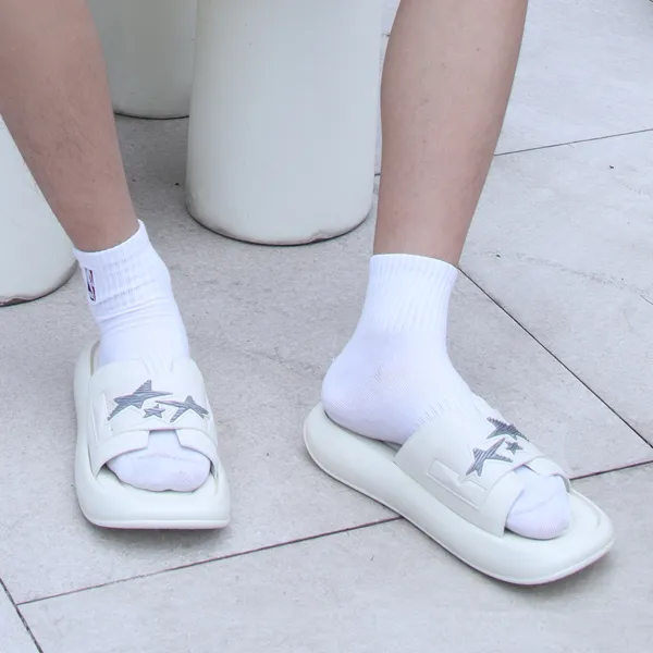 G+G Slip Resistant Abrasion Resistant Platform Slide Slipper Men's Ecru-8