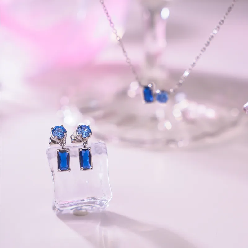 FREE ELF S925 Silver Necklaces Women's Blue-4
