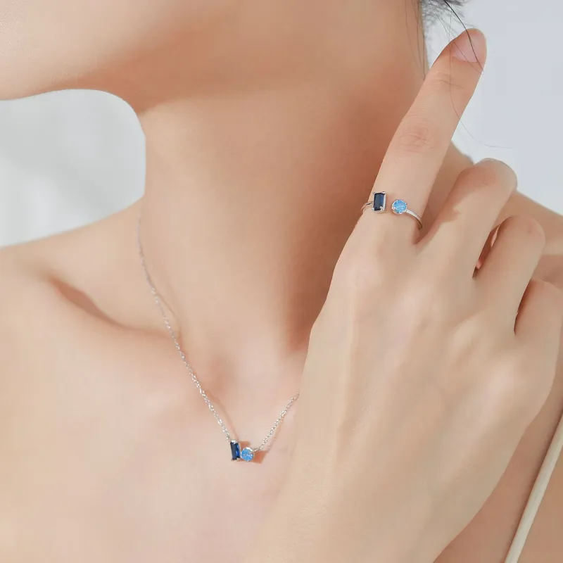 FREE ELF S925 Silver Necklaces Women's Blue-1