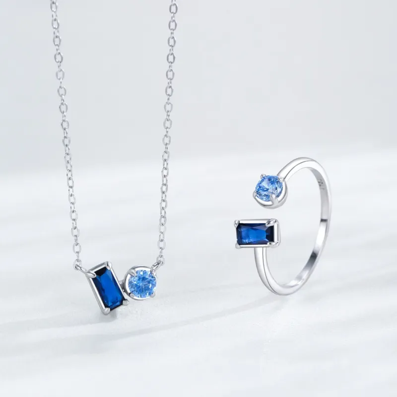 FREE ELF S925 Silver Necklaces Women's Blue-3