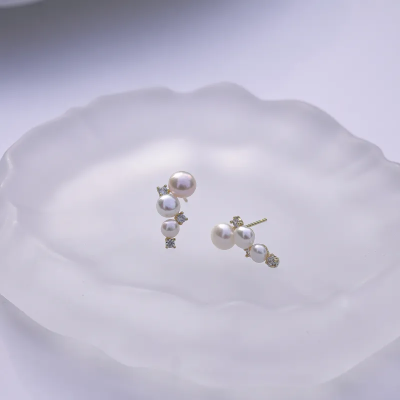 FREE ELF Freshwater Pearl Stud Earrings Women's-5