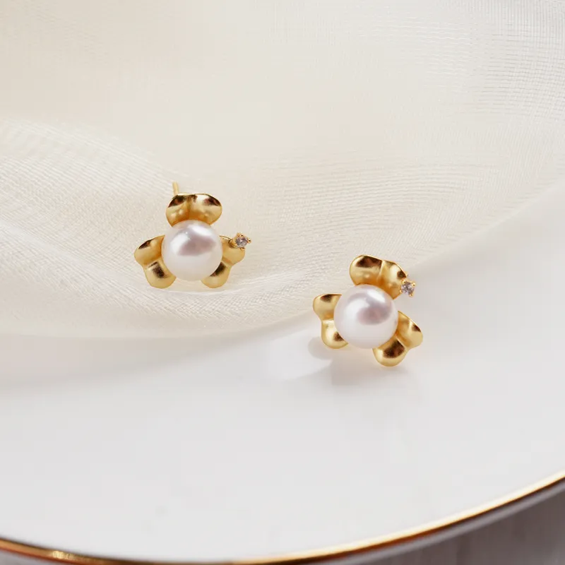 FREE ELF Freshwater Pearl Stud Earrings Women's-4