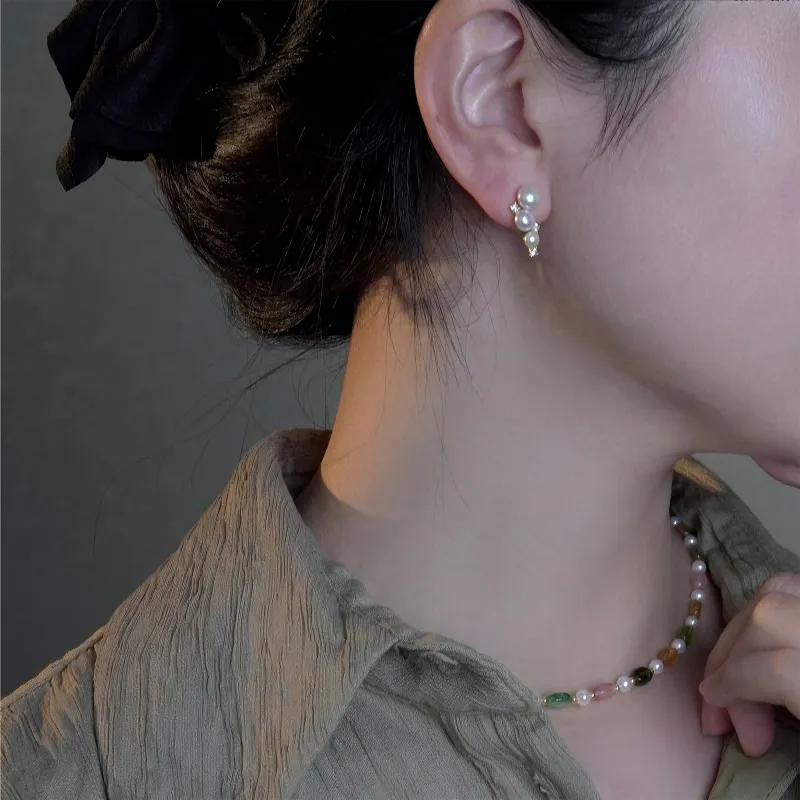 FREE ELF Freshwater Pearl Stud Earrings Women's-3