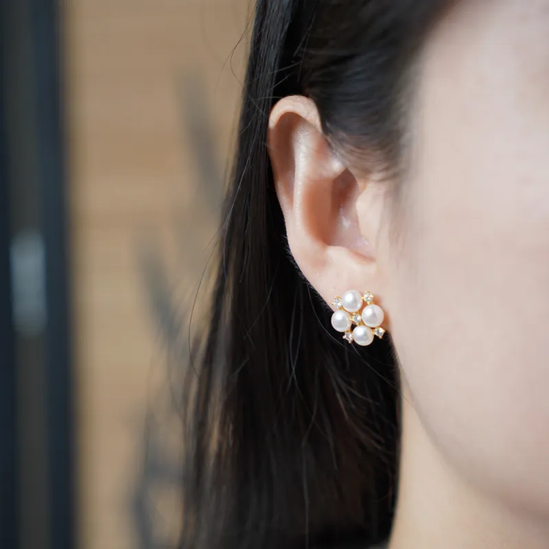 FREE ELF Freshwater Pearl Stud Earrings Women's-3