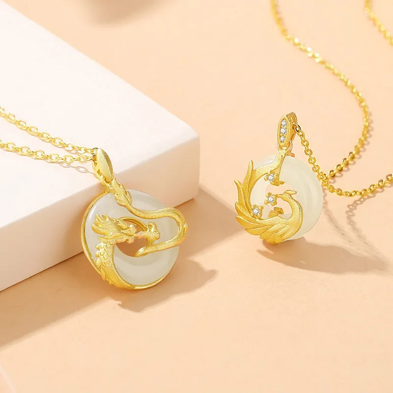 AVIVI Necklaces Pale Greenish White Jade Unisex-11