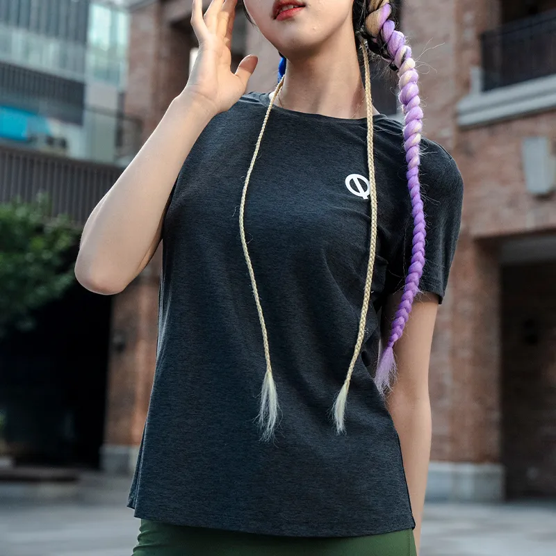 Qinkung T Shirt Women's Dark Reddish Purple-2