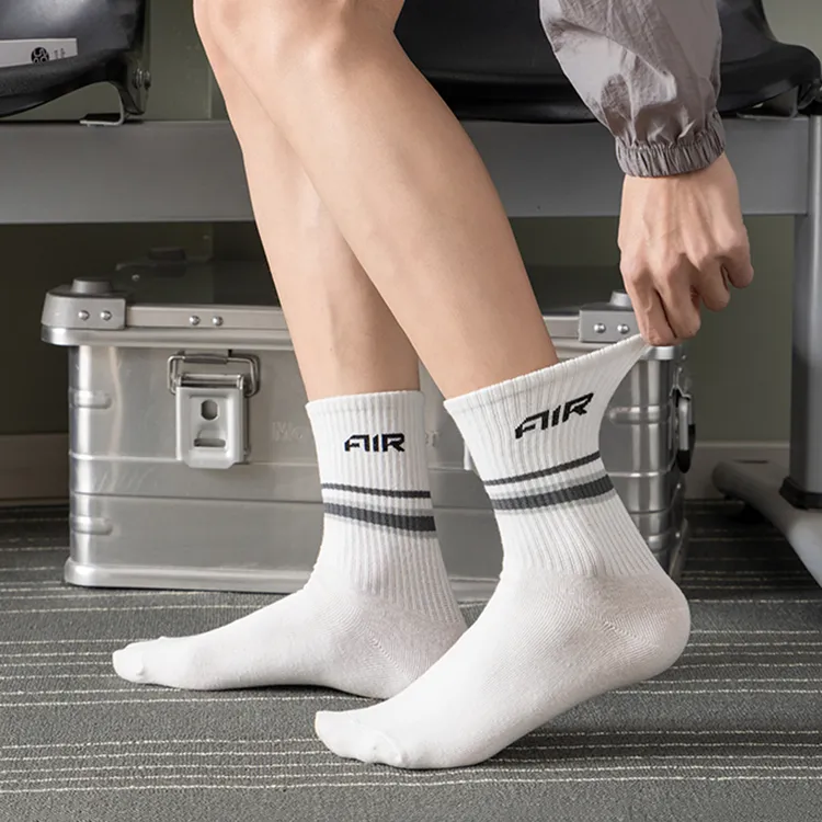 H YXIANG Mid Calf Socks Men's 5 Pack-3