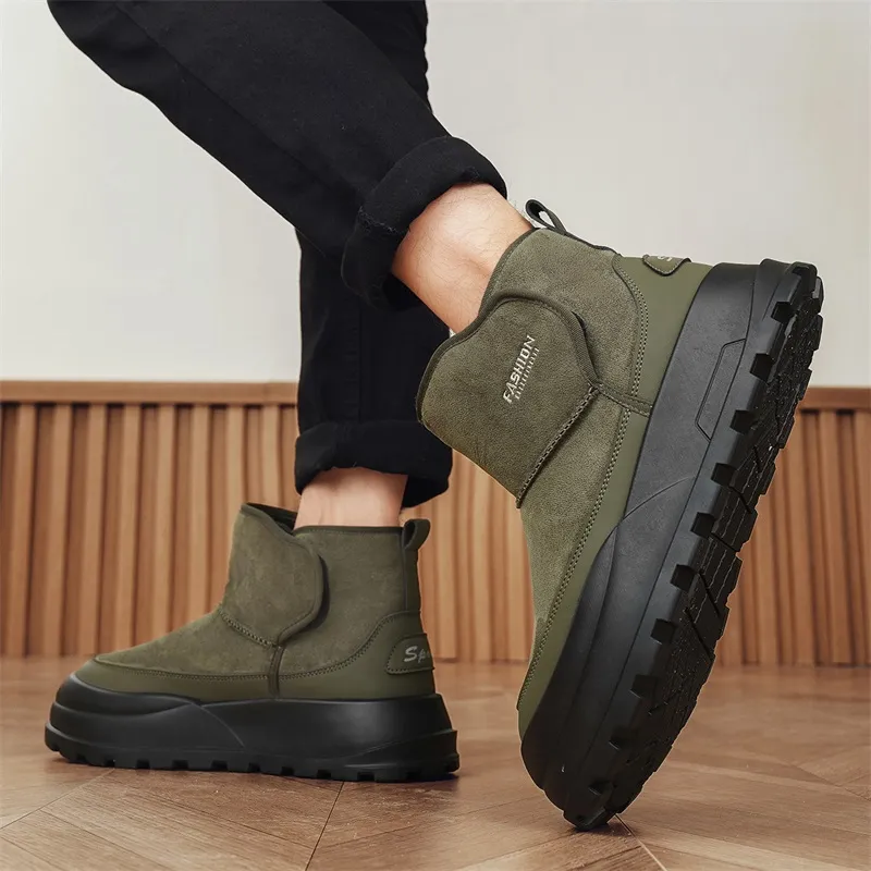 MEXICAN Warm Water Resistant Wear Resistant Coverage Short Snow Boots Men's-15
