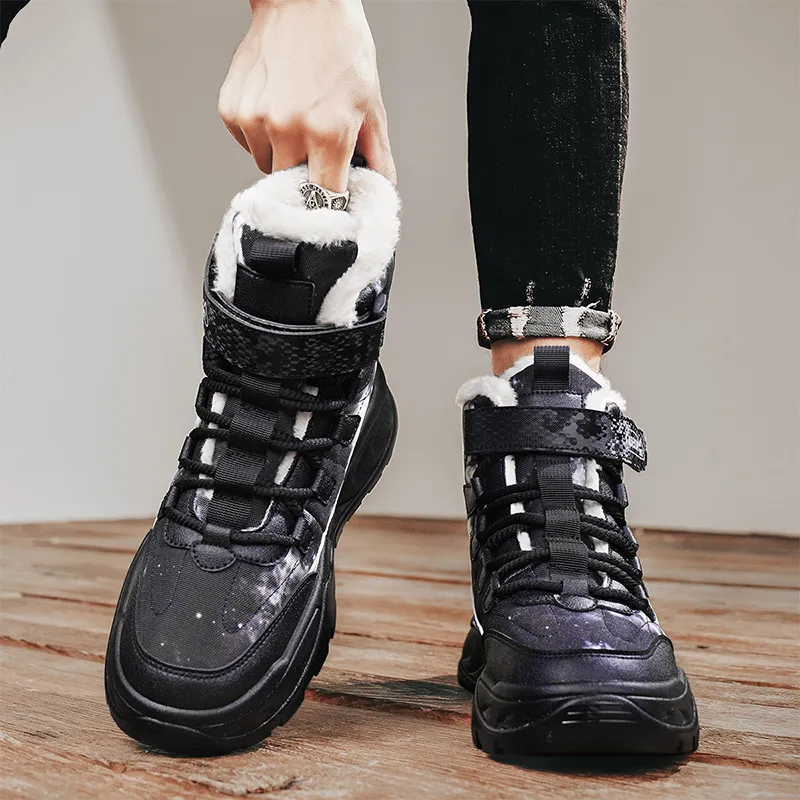 MEXICAN Warm Water Resistant Wear Resistant Slip Resistant Coverage Short Snow Boots Men's-2