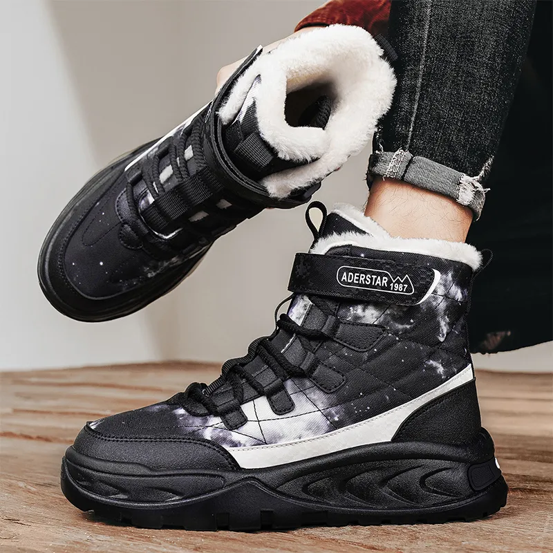 MEXICAN Warm Water Resistant Wear Resistant Slip Resistant Coverage Short Snow Boots Men's-4
