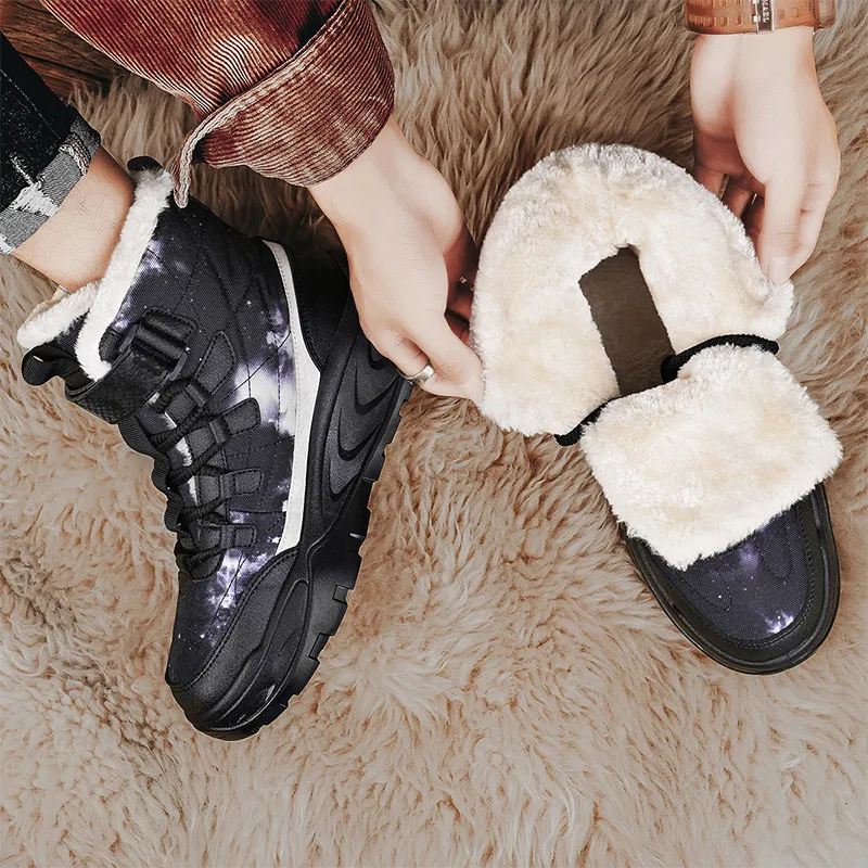 MEXICAN Warm Water Resistant Wear Resistant Slip Resistant Coverage Short Snow Boots Men's-3