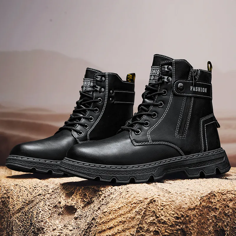MEXICAN Martin Boots Men Black/Khaki-5